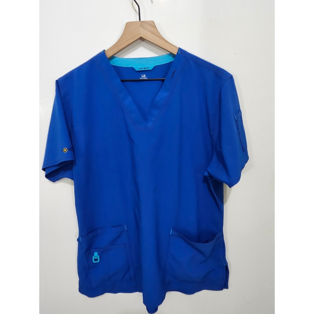 Carhartt Force Womens Scrub Top Royal Blue V-Neck Short Sleeve Large C12110
